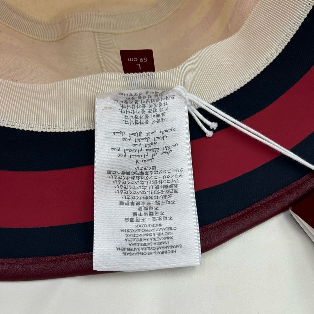 Women's Gucci, striped canvas, bucket, hat, size large made in Italy - Picture 7 of 8